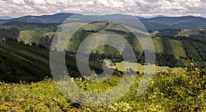 Panorama from Majcherova hill in Kysucke Beskydy mountains