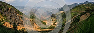 Panorama of the majestic karst mountains around Meo Vac, Ha Giang Province, Vietnam