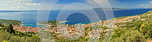 Panorama of Makarska and Adriatic sea,Brac Island in background,Croatian riviera,Dalmatia