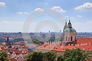 Panorama of Mala Strana (Lesser Town) and St. Nicholas Church, Prague