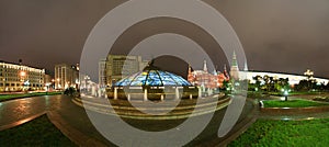 Panorama Manege Square at night, Moscow
