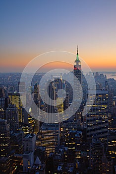 Panorama of manhattan at sunset, new york