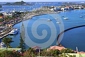 Panorama of Marigot Bay in St Maarten photo