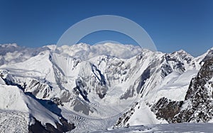 Panorama of Marmorwand peak, Tian Shan mountains