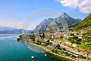 Panorama of Marone on Lake Iseo in Italy photo