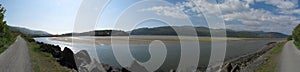 Panorama of the Mawdach Trail running alongside the estuary