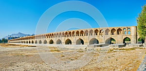 Panorama of medieval bridge in Isfahan, Iran