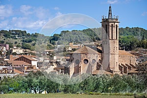 Panorama of Medieval village of Caldes de Montbui in Catalonia, Spain.