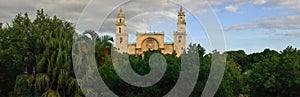 Panorama of Merida cathedral, Yucatan, Mexico.