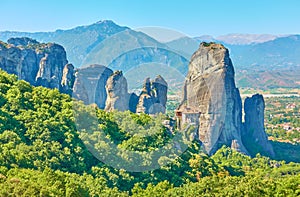 Panorama of Meteora with Rousanou Nunnery