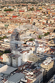 Panorama of Mexico city central part from skyscraper Latino americano. View with buildings. Travel photo, background photo