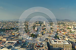 Panorama of Mexico city central part from skyscraper Latino americano. View with buildings. Travel photo, background photo