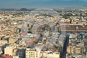 Panorama of Mexico city central part from skyscraper Latino americano. View with buildings. Travel photo, background, photo