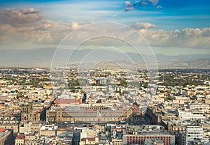 Panorama of Mexico city central part  from skyscraper Latino americano. View with buildings. Travel photo, background, photo