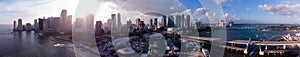 Panorama Miami sunset over Downtown Bayside Hardrock Cafe photo