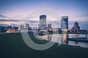 Panorama of Milwaukee at night