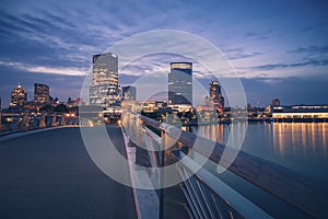 Panorama of Milwaukee at night