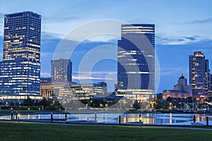 Panorama of Milwaukee at night