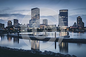 Panorama of Milwaukee at night