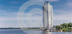 Panorama of a modern apartment building at the Schlei in Schleswig