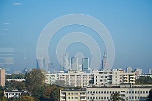 Panorama of modern buildings in Warsaw, Poland
