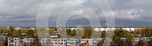 Panorama of a modern city, a residential area of a European city