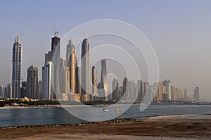 Panorama of modern skyscrapers in Dubai city,Dubai,United Arab Emirates