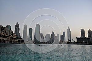 Panorama of modern skyscrapers in Dubai city,Dubai,United Arab Emirates