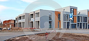 Panorama of a modern standard no name houses buildings construc