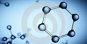 Panorama of molecules on white-blue background