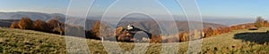 Panorama with the monastery of Saint Basil the Great from SomeÈ™ul Cald, Romania.