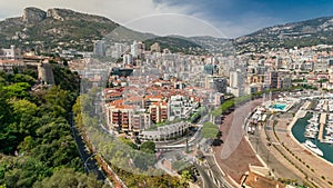 Panorama of Monte Carlo timelapse from the observation deck in the village of Monaco near Port Hercules