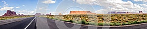 Panorama: Monument Valley scenic panorama on the road US Hwy 163 - Arizona, AZ