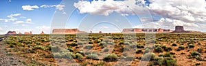 Panorama: Monument Valley scenic panorama on the road US Hwy 163 - Arizona, AZ