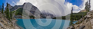 Panorama of Moraine Lake in Banff National Park Alberta Canada