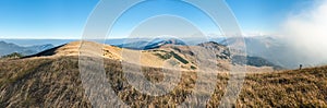 Panorama from morning mountain ridge