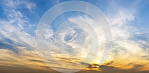 Panorama morning sky and swirl clouds nature background