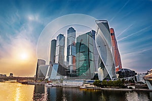 Panorama of Moscow City - new modern International business center with futuristic architecture skyscrapers buildings