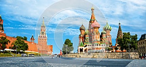 Panorama of Moscow Kremlin and St Basilâ€™s Cathedral, Russia
