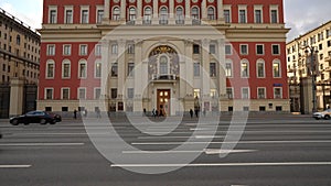 panorama of the Moscow mayor's office on Tverskaya Street in autumn.panorama