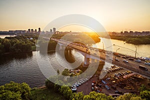 Panorama of Moscow at sunset, Russia