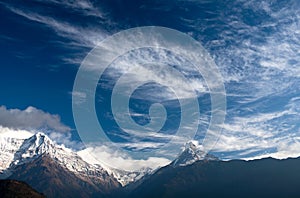 Panorama of mount Annapurna and mount Machapuchare, Nepal