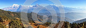 Panorama of mount Annapurna range, Nepal Himalayas