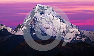 Panorama of mount Annapurna - view from Poon Hill on Annapurna C