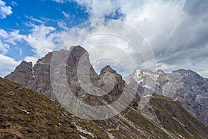 Panorama of Mount Duranno southern face and the Cima dei Preti mountain range