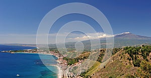 Panorama of mount etna in sicily