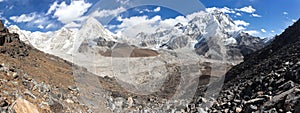 Panorama of mount Everest and Pumori