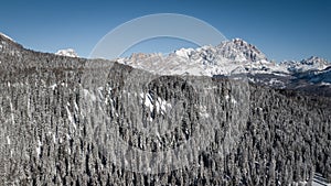 Panorama of Mount Faloria. Aerial picture in Cortina D`ampezzo, photo