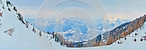 Panorama of Mount Katrin slopes and Bad Ischl valley, Salzkammergut, Austria