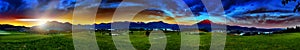 Panorama of mount Rigi and Pilatus with view of golf course in Meggen, Switzerland